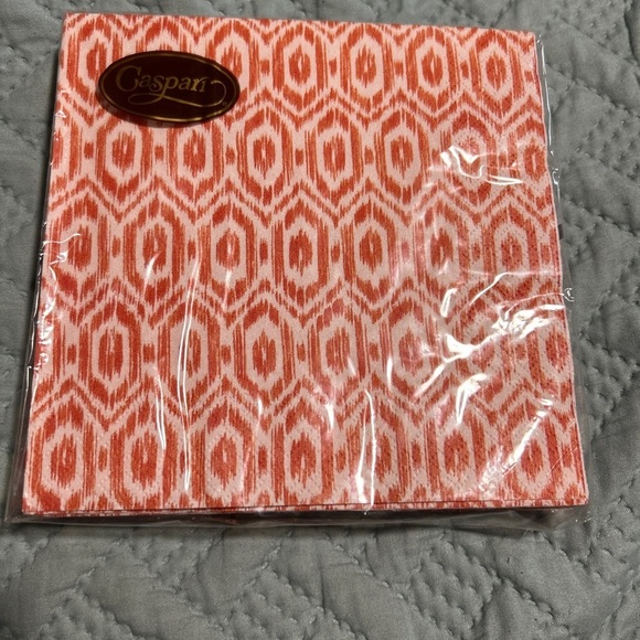 Caspari  20 Triple Ply Napkins 33x33cm Amala Ikat Orange - Picture 1 of 2